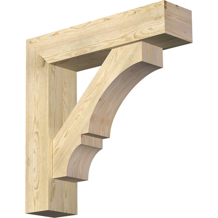 Balboa Block Rough Sawn Bracket W/ Offset Brace, Douglas Fir, 8W X 34D X 34H